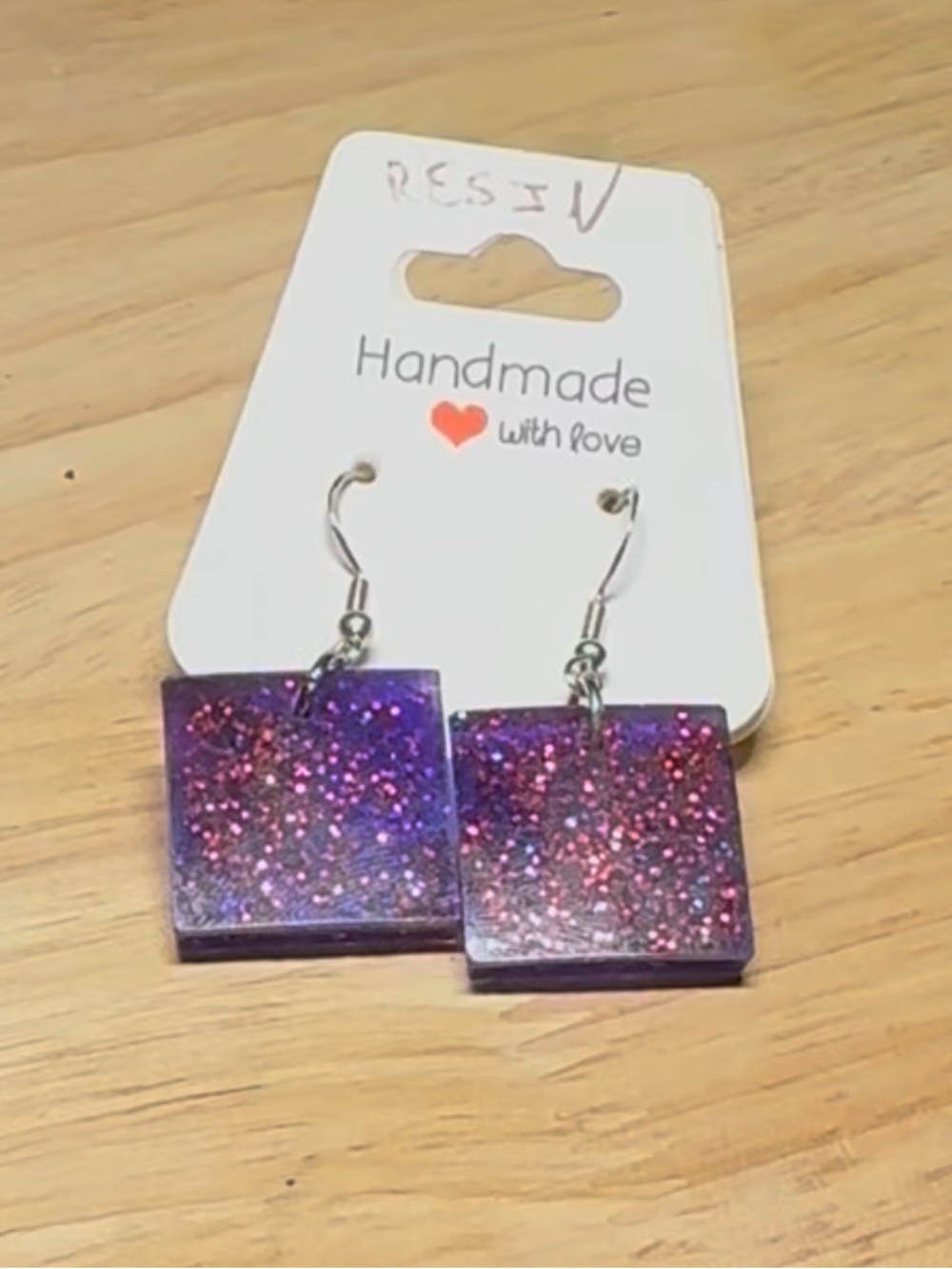 Earrings on Handmade Card